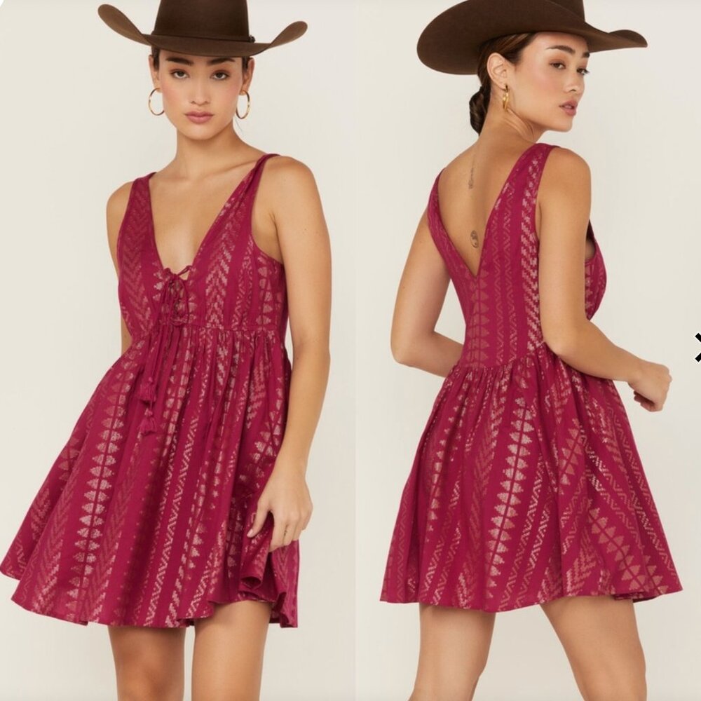 Shyanne Sleeveless Geo Print Tassel Dress